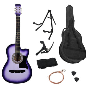 Karrera 38in Pro Cutaway Acoustic Guitar with Guitar Bag | Purple Burst | All-in-One Kit