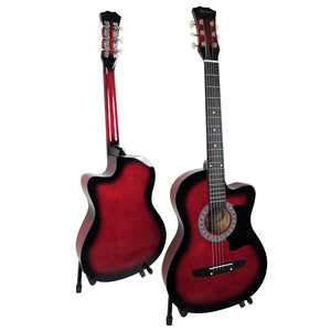 Karrera 38in Pro Cutaway Acoustic Guitar with Guitar Bag | Red Burst | Premium Beginner Set