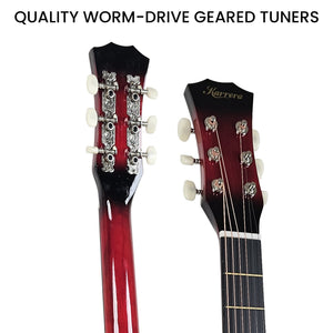 Karrera 38in Pro Cutaway Acoustic Guitar with Guitar Bag | Red Burst | Premium Beginner Set