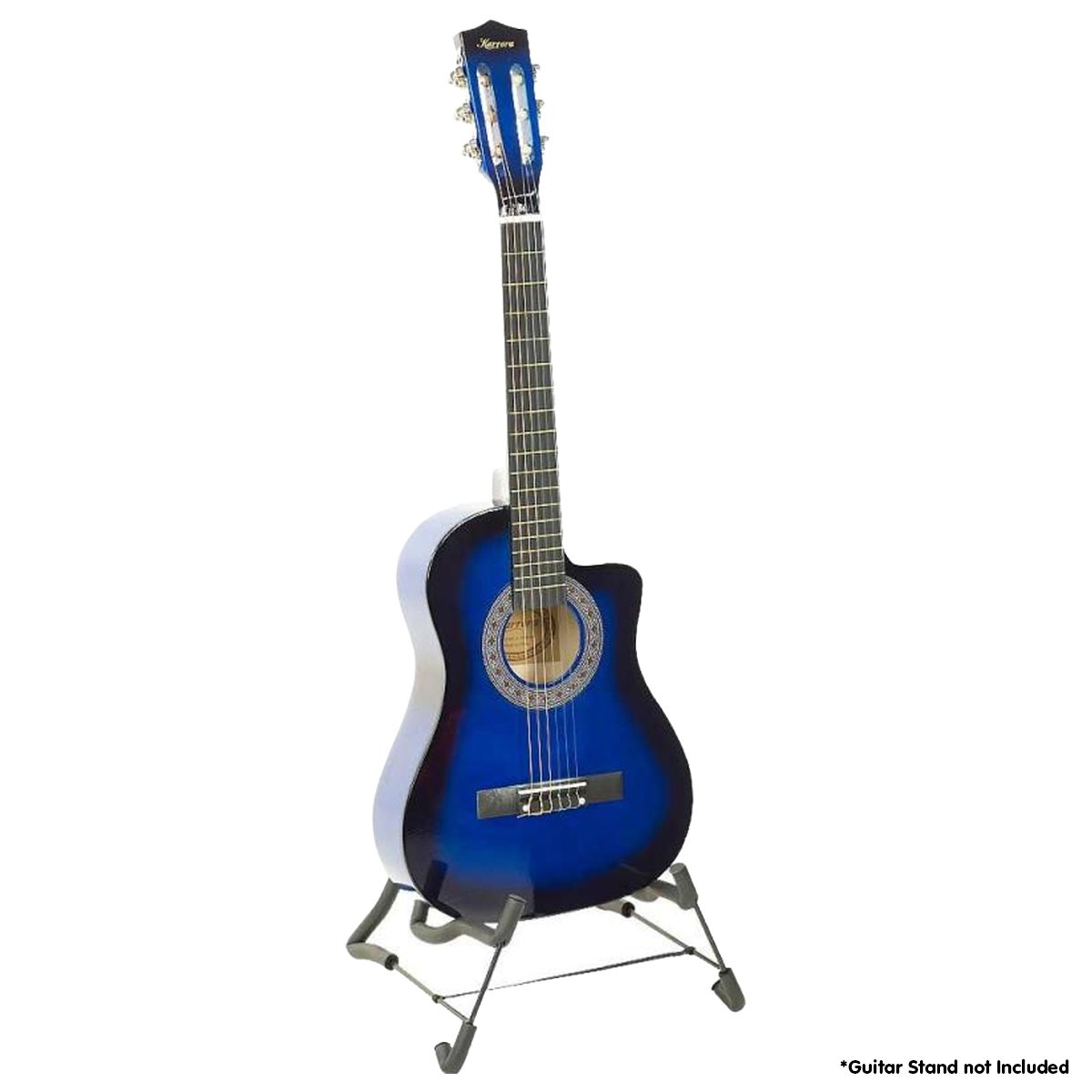 Karrera 38in Cutaway Acoustic Guitar with Guitar Bag | Blue Burst | Complete Starter Kit