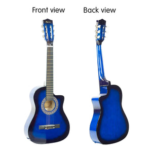 Karrera 38in Cutaway Acoustic Guitar with Guitar Bag | Blue Burst | Complete Starter Kit
