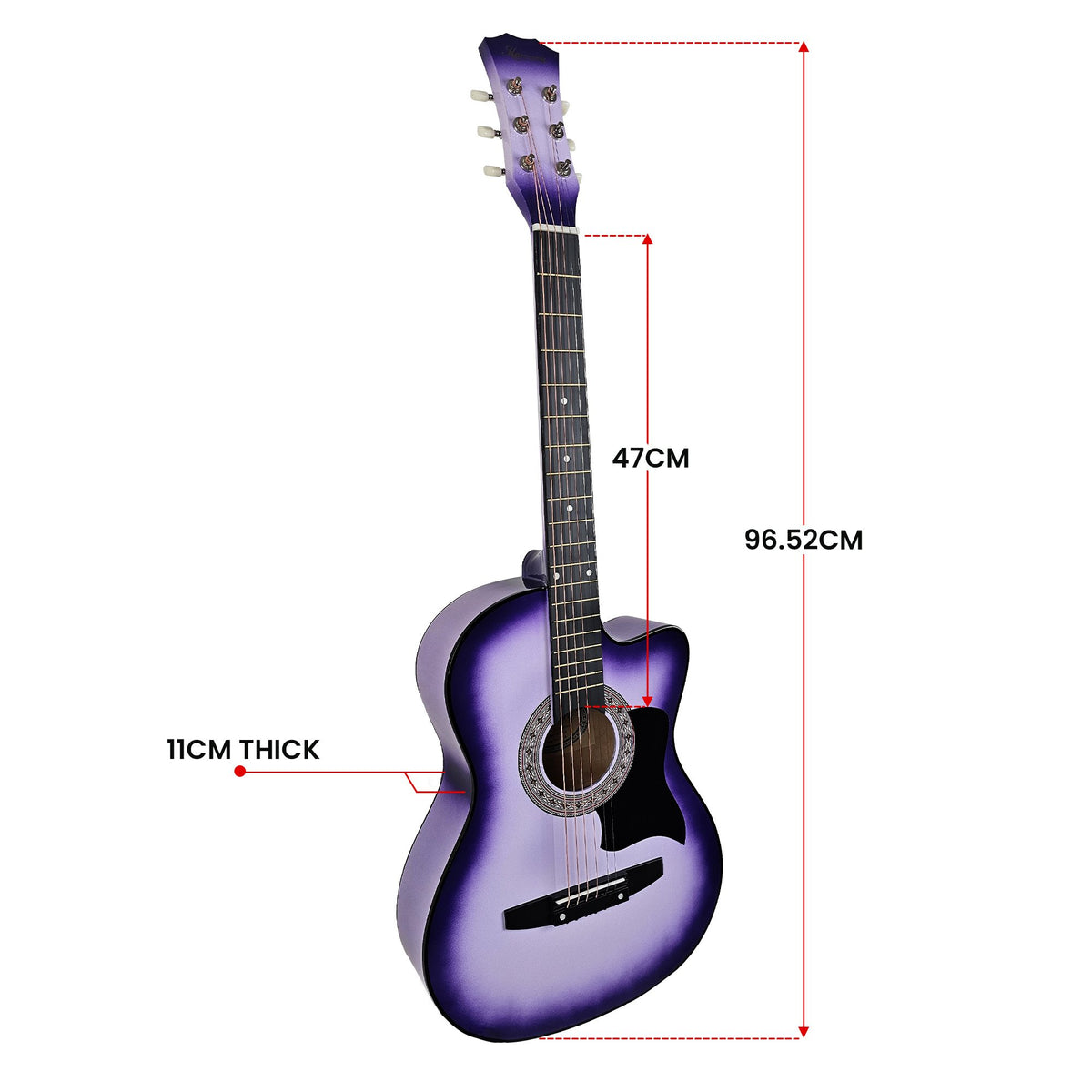 Karrera 38in Cutaway Acoustic Guitar with Guitar Bag | Purple Burst | Great for Beginners