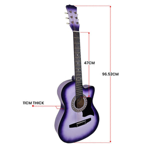 Karrera 38in Cutaway Acoustic Guitar with Guitar Bag | Purple Burst | Great for Beginners