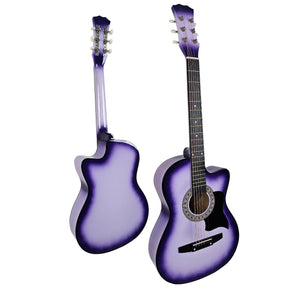 Karrera 38in Cutaway Acoustic Guitar with Guitar Bag | Purple Burst | Great for Beginners