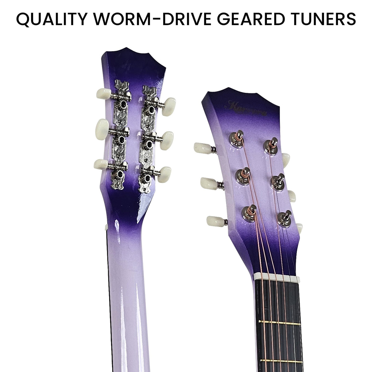 Karrera 38in Cutaway Acoustic Guitar with Guitar Bag | Purple Burst | Great for Beginners