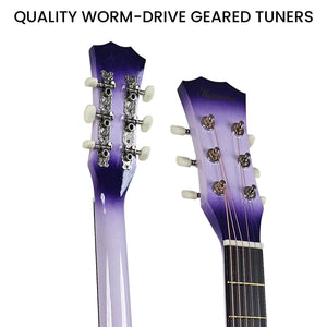 Karrera 38in Cutaway Acoustic Guitar with Guitar Bag | Purple Burst | Great for Beginners