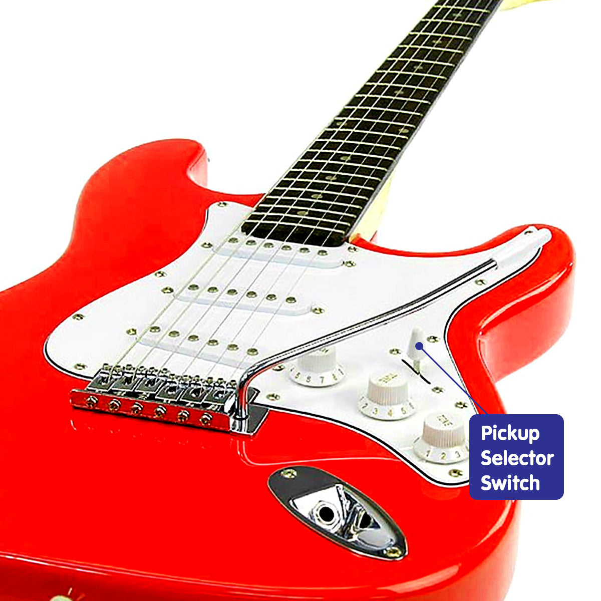 Karrera 39in Electric Guitar | Red | Full-Size Beginner Music Instrument