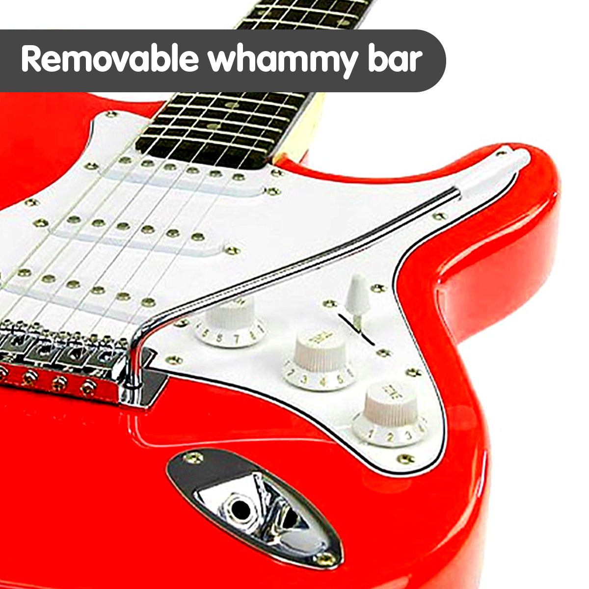 Karrera 39in Electric Guitar | Red | Full-Size Beginner Music Instrument