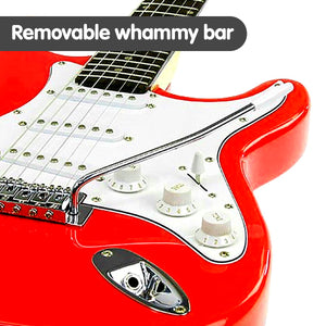 Karrera 39in Electric Guitar | Red | Full-Size Beginner Music Instrument