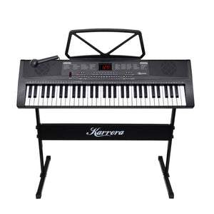 Karrera 61-Key Electronic Piano Keyboard | 75cm | Black | Adjustable Stand Included