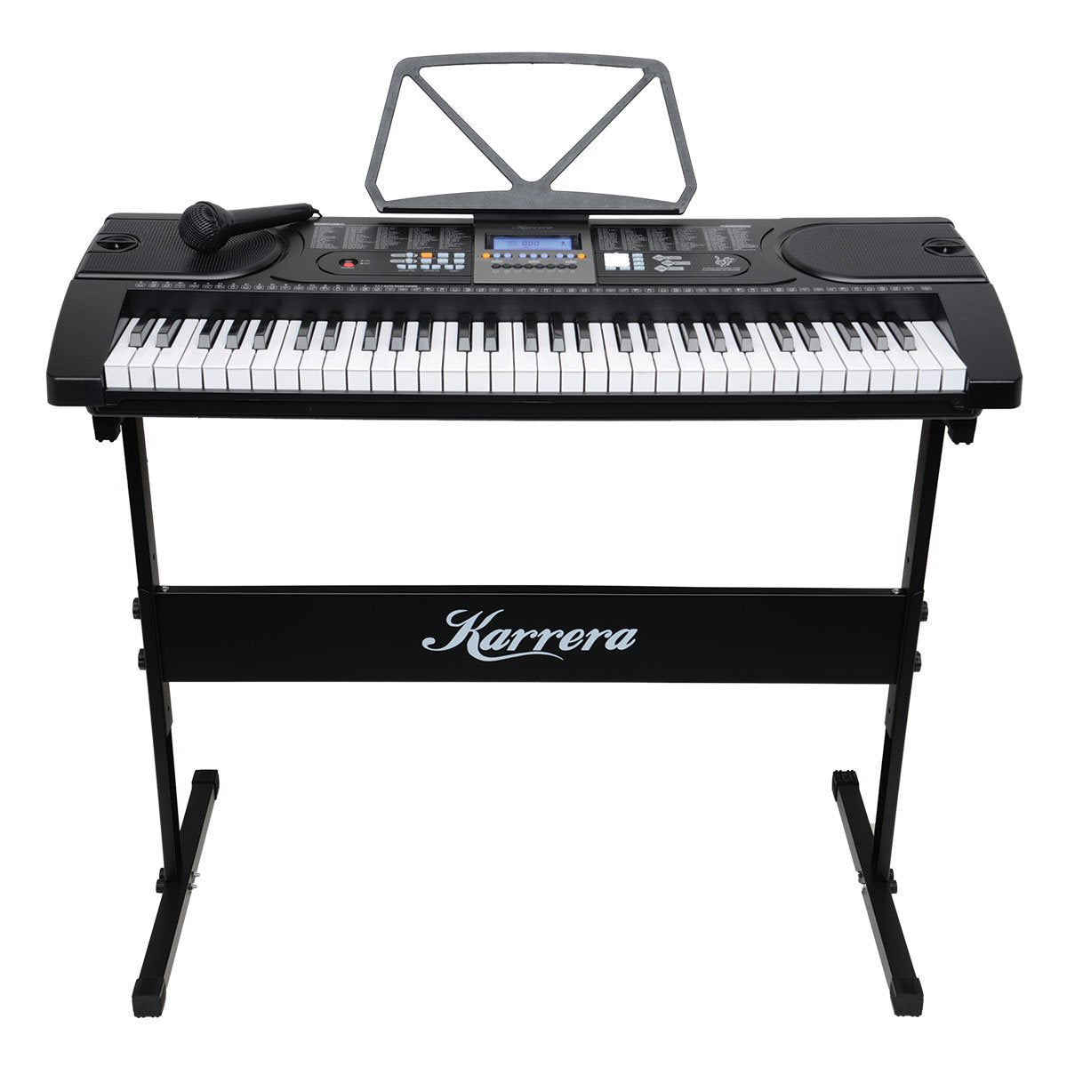 Karrera 61-Key Electronic Keyboard Piano with Stand | Black | Beginner Music Instrument
