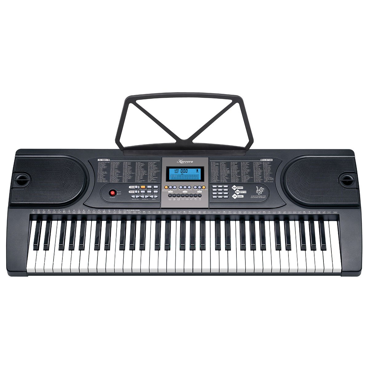 Karrera 61-Key Electronic Keyboard Piano with Stand | Black | Beginner Music Instrument