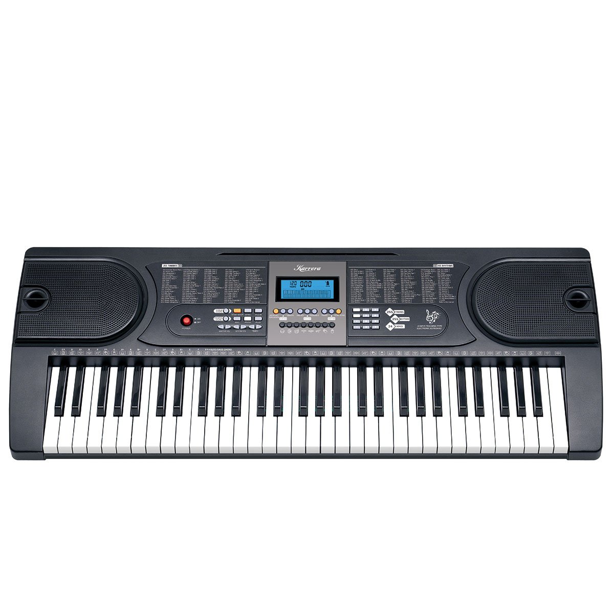 Karrera 61-Key Electronic Keyboard Piano with Stand | Black | Beginner Music Instrument