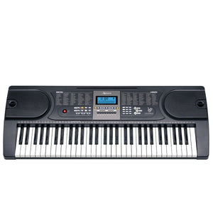 Karrera 61-Key Electronic Keyboard Piano with Stand | Black | Beginner Music Instrument