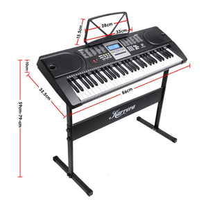 Karrera 61-Key Electronic Keyboard Piano with Stand | Black | Beginner Music Instrument