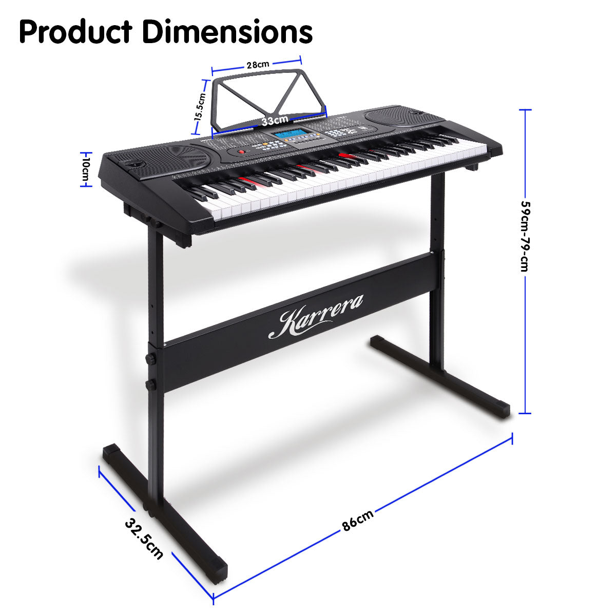 Karrera 61-Key Electronic LED Keyboard Piano with Stand | Black | Digital Music Experience