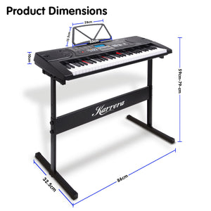 Karrera 61-Key Electronic LED Keyboard Piano with Stand | Black | Digital Music Experience