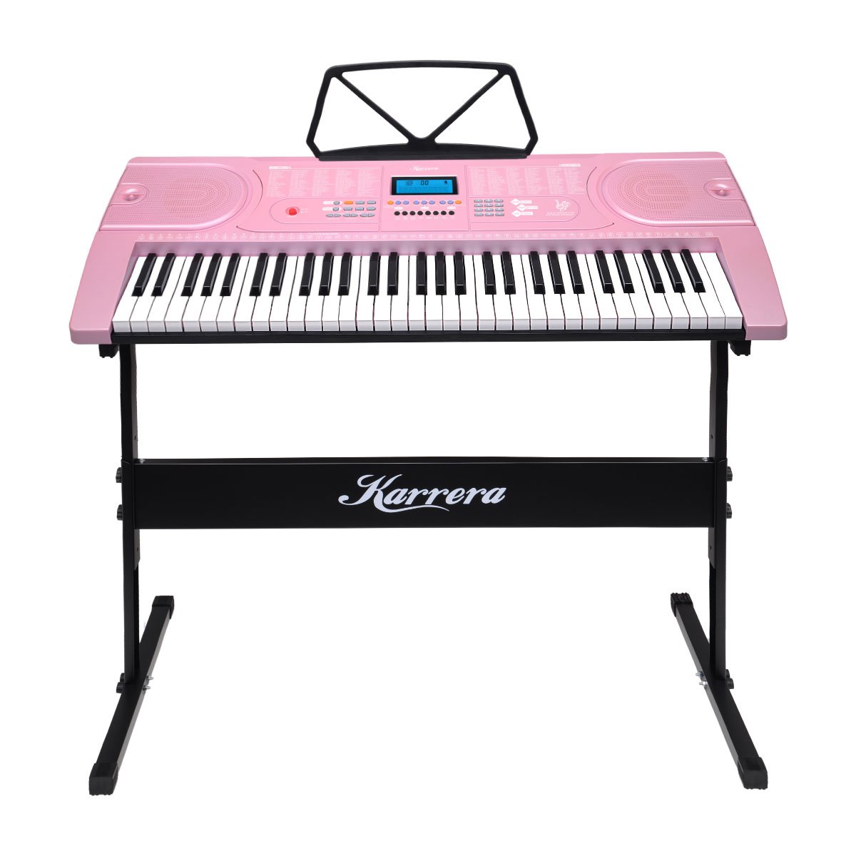 Karrera 61-Key Electronic Keyboard Piano with Stand | Pink | Fun Music Learning
