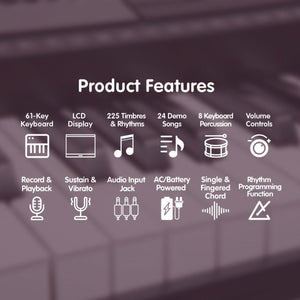 Karrera 61-Key Electronic Keyboard Piano with Stand | Pink | Fun Music Learning