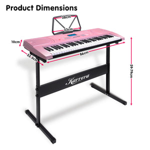 Karrera 61-Key Electronic Keyboard Piano with Stand | Pink | Fun Music Learning
