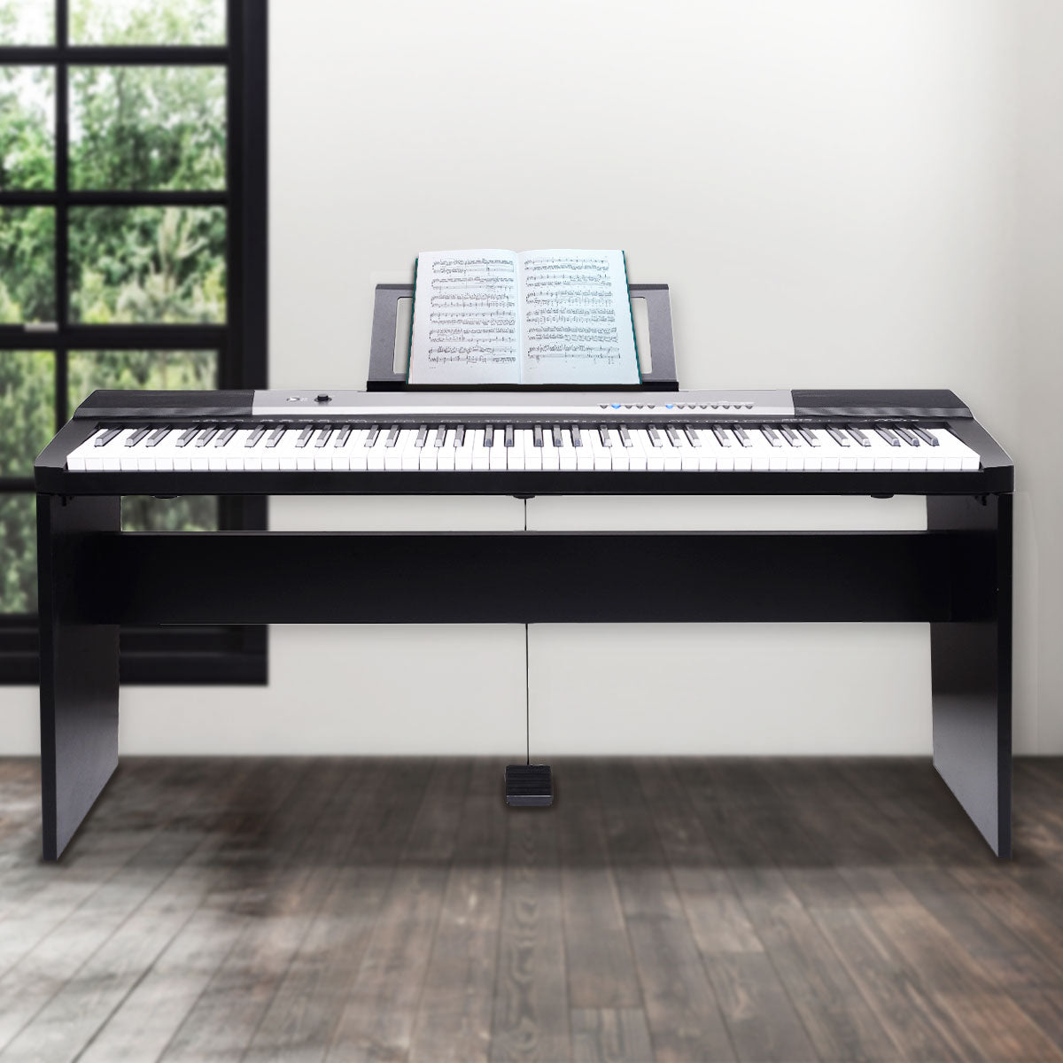 Karrera 88-Key Electronic Keyboard Piano with Stand | Black | Full-Size Digital Piano