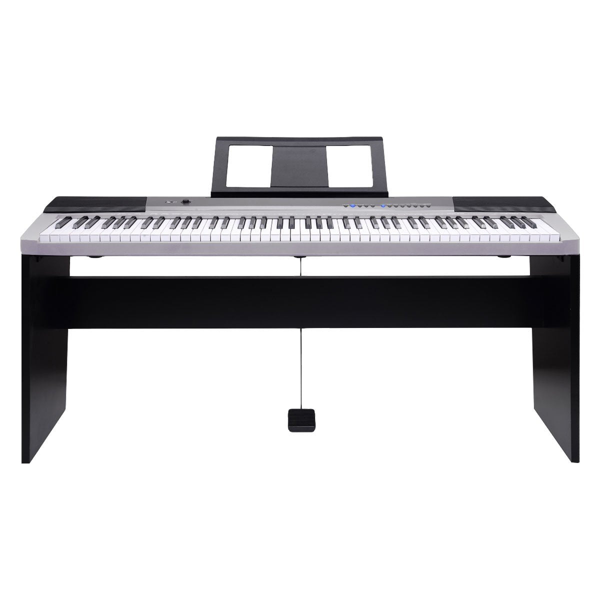 Karrera 88-Key Electronic Keyboard Piano with Stand | Silver | Professional Music Keyboard