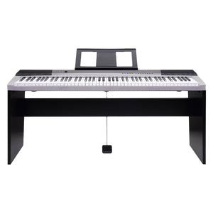 Karrera 88-Key Electronic Keyboard Piano with Stand | Silver | Professional Music Keyboard