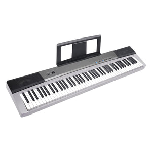 Karrera 88-Key Electronic Keyboard Piano with Stand | Silver | Professional Music Keyboard