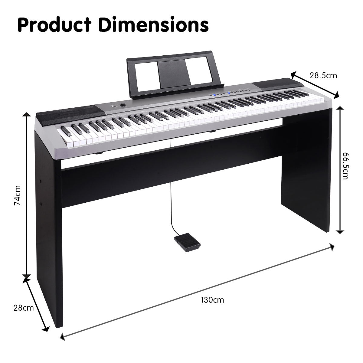 Karrera 88-Key Electronic Keyboard Piano with Stand | Silver | Professional Music Keyboard