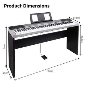 Karrera 88-Key Electronic Keyboard Piano with Stand | Silver | Professional Music Keyboard