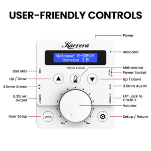 Karrera X23 Electronic Drum Kit | Quiet Mesh Drum Heads | Editable Sound Kits | USB MIDI | 420 Sounds