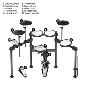 Karrera X23 Electronic Drum Kit | Quiet Mesh Drum Heads | Editable Sound Kits | USB MIDI | 420 Sounds