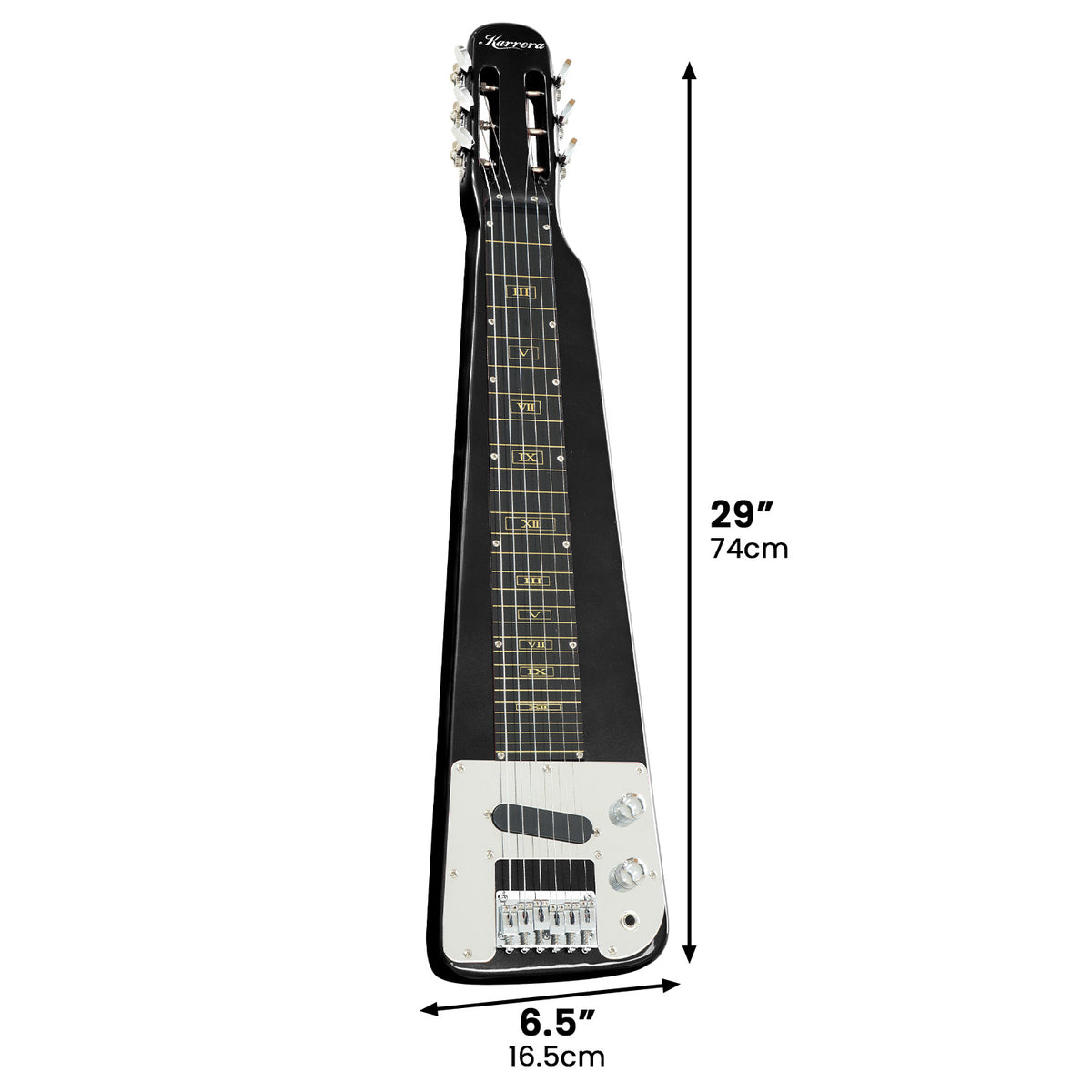 Karrera 29in 6-String Lap Steel Hawaiian Guitar | Black | Professional Slide Guitar