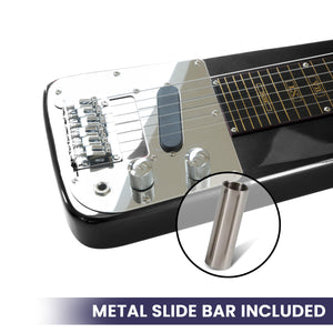 Karrera 29in 6-String Lap Steel Hawaiian Guitar | Black | Professional Slide Guitar