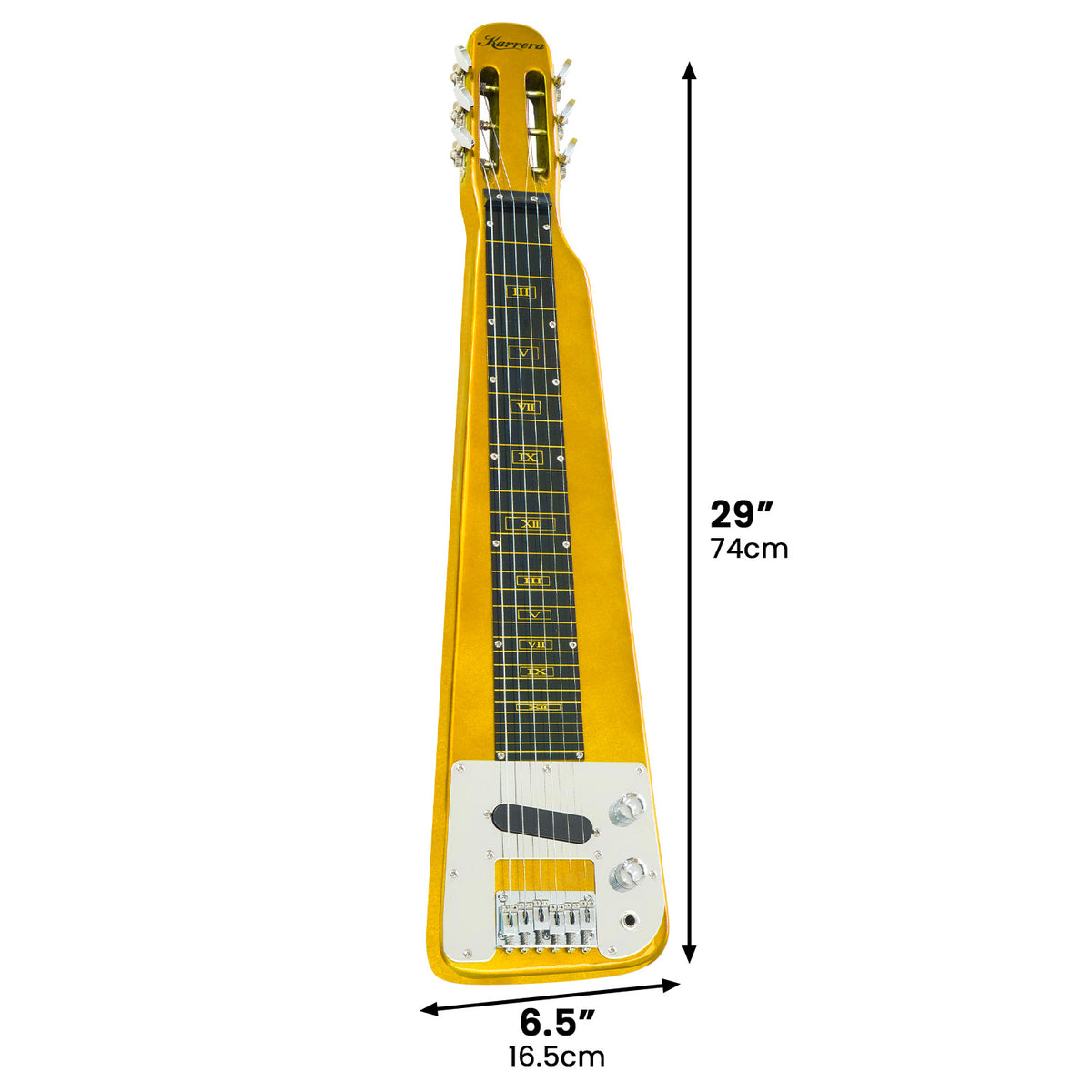 Karrera 29in 6-String Lap Steel Hawaiian Guitar | Metallic Gold | Professional Instrument