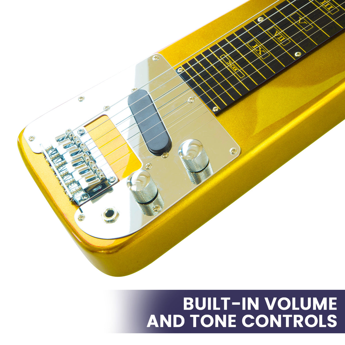 Karrera 29in 6-String Lap Steel Hawaiian Guitar | Metallic Gold | Professional Instrument