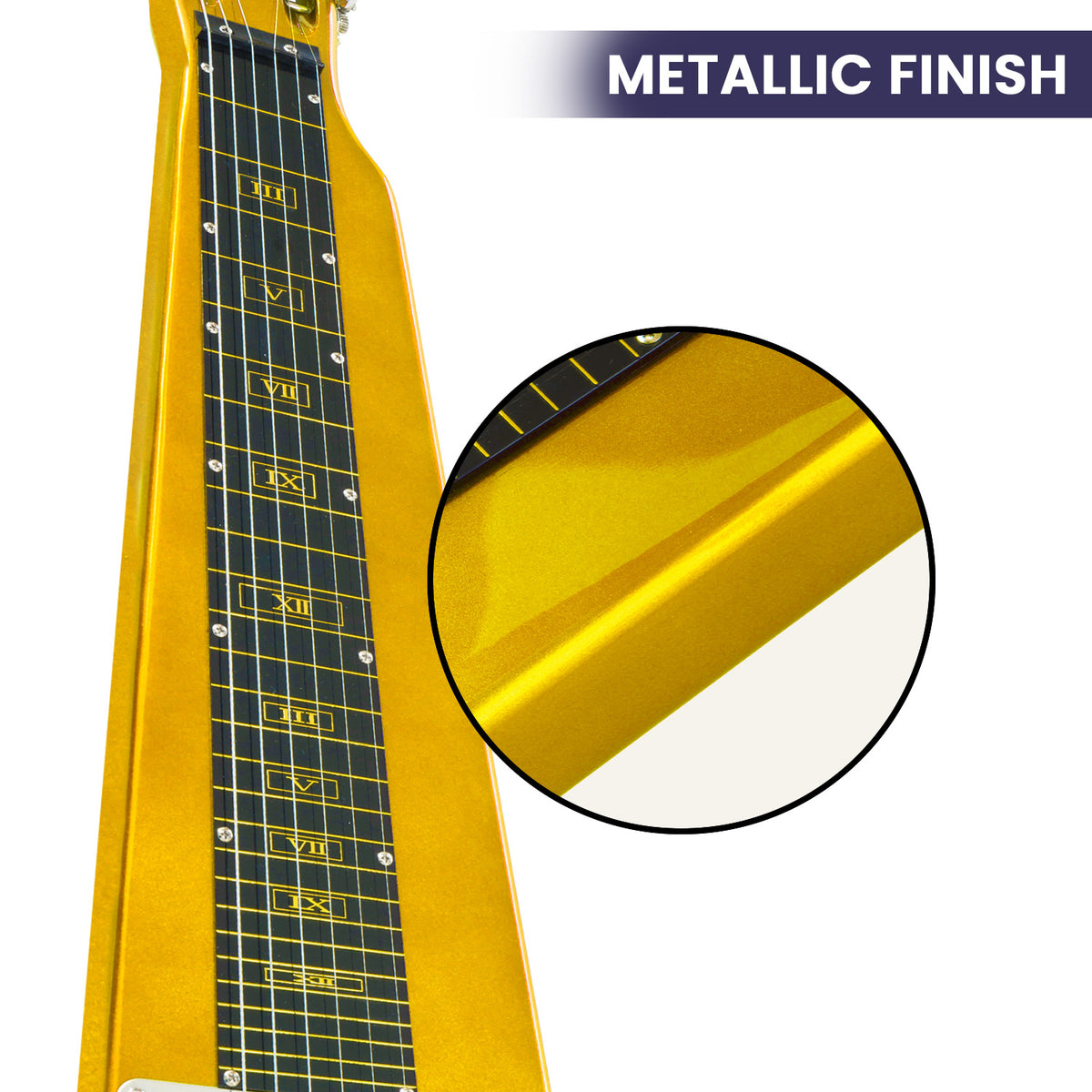 Karrera 29in 6-String Lap Steel Hawaiian Guitar | Metallic Gold | Professional Instrument