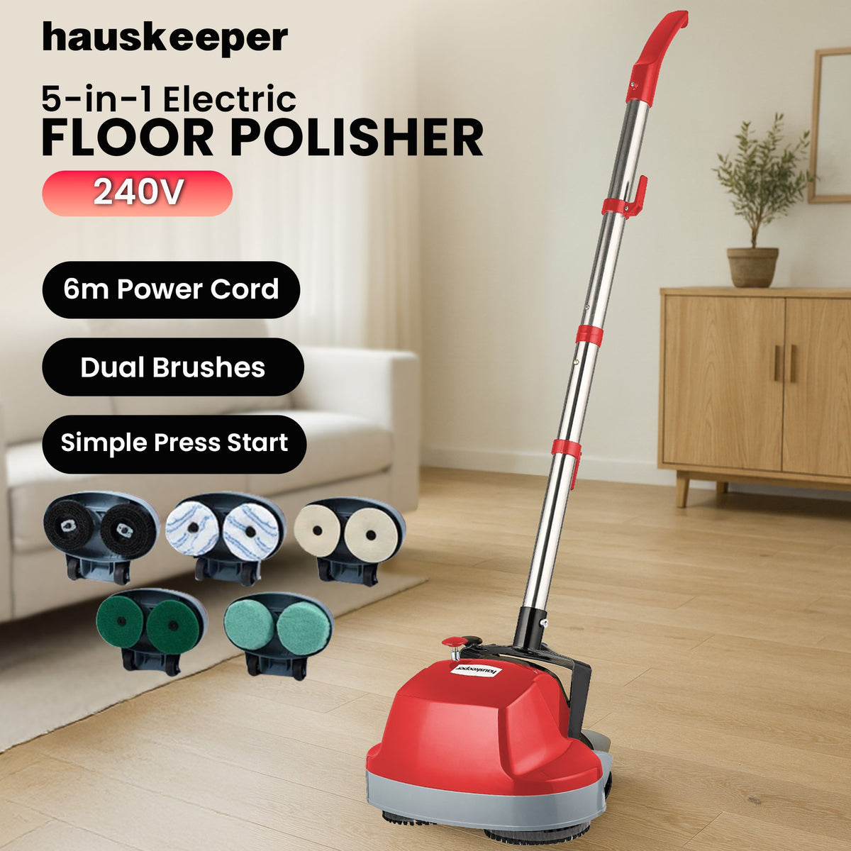 Klika Electric Floor Polisher | Timber, Hard Tile Waxer & Cleaning Buffer