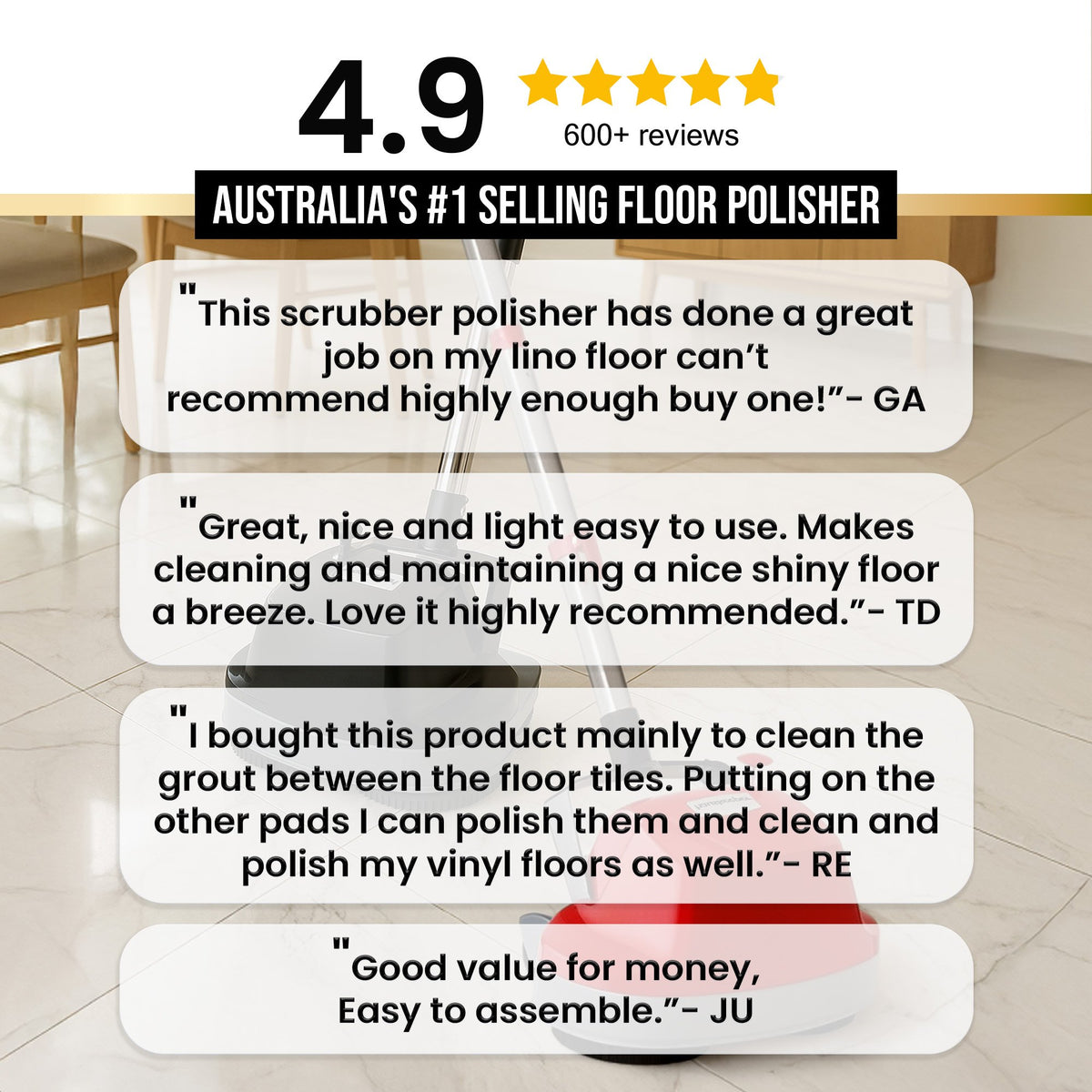 Klika Electric Floor Polisher | Timber, Hard Tile Waxer & Cleaning Buffer