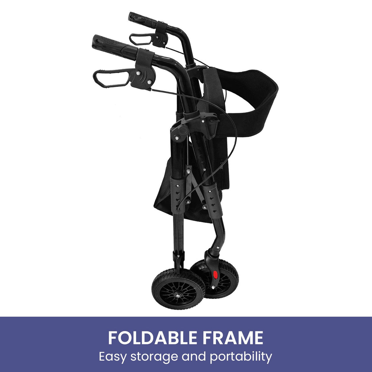 Orthonica Foldable Steel Rollator | Mobility Aid | 136kg Max Capacity | Black