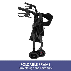 Orthonica Foldable Steel Rollator | Mobility Aid | 136kg Max Capacity | Black