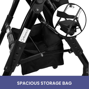 Orthonica Foldable Steel Rollator | Mobility Aid | 136kg Max Capacity | Black