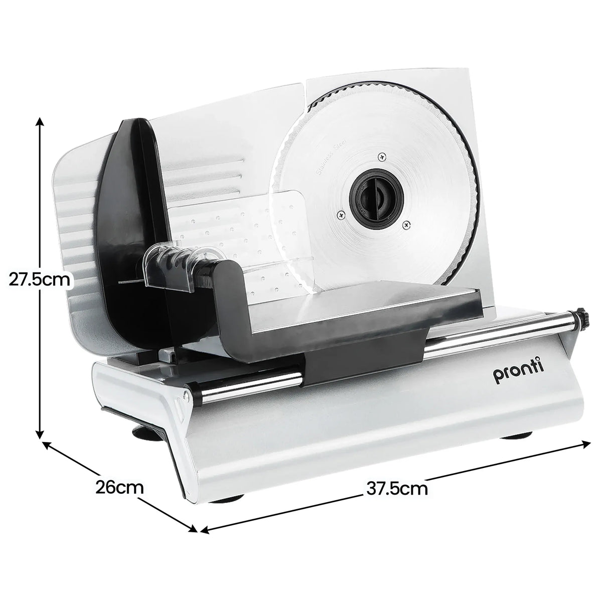 Pronti Electric Deli and Food Slicer with Adjustable Thickness - White