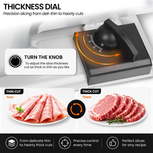 Pronti Electric Deli and Food Slicer with Adjustable Thickness - White