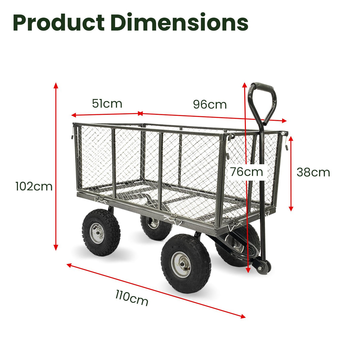 Wallaroo Steel Mesh Garden Trolley Cart | Hammer Grey