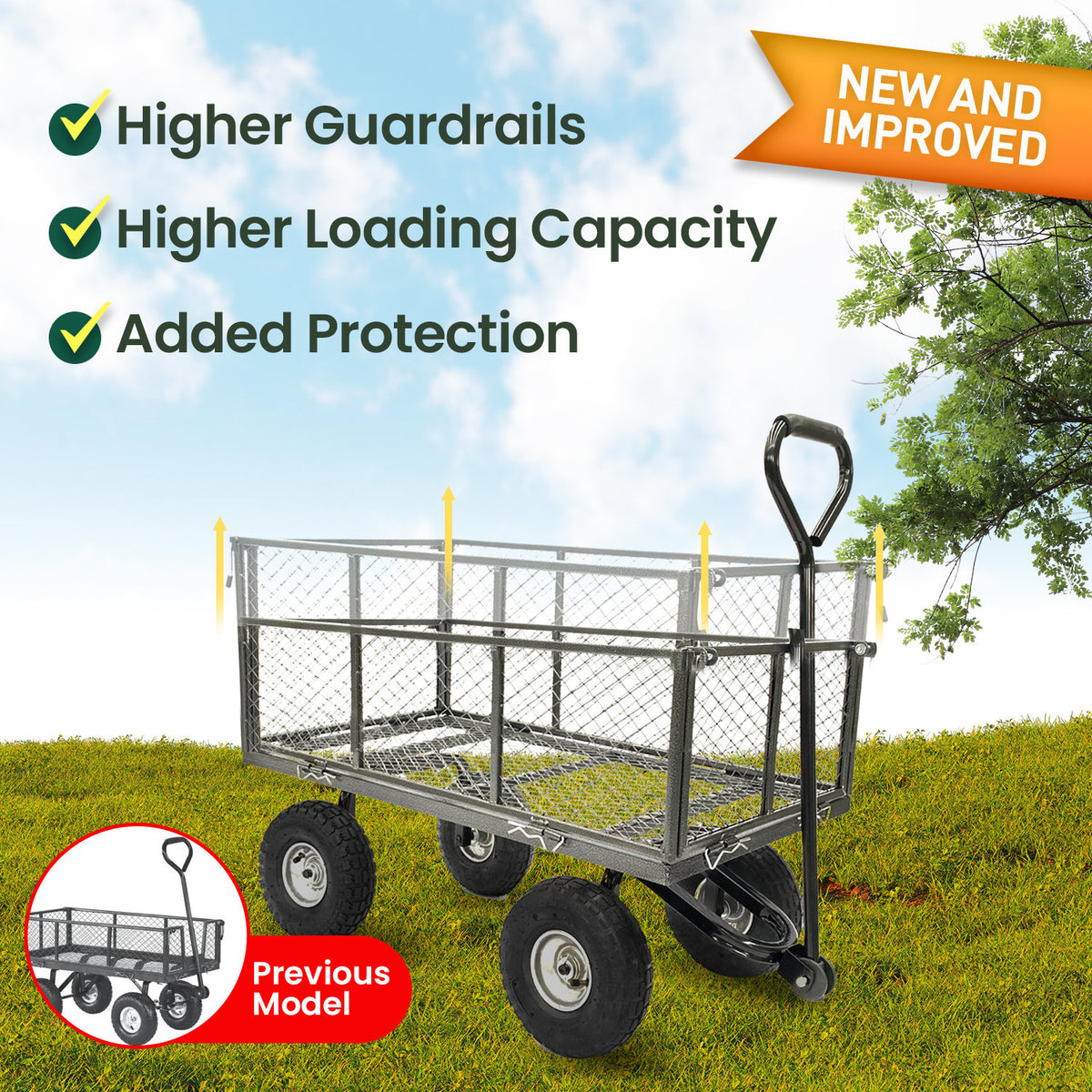 Wallaroo Steel Mesh Garden Trolley Cart | Hammer Grey
