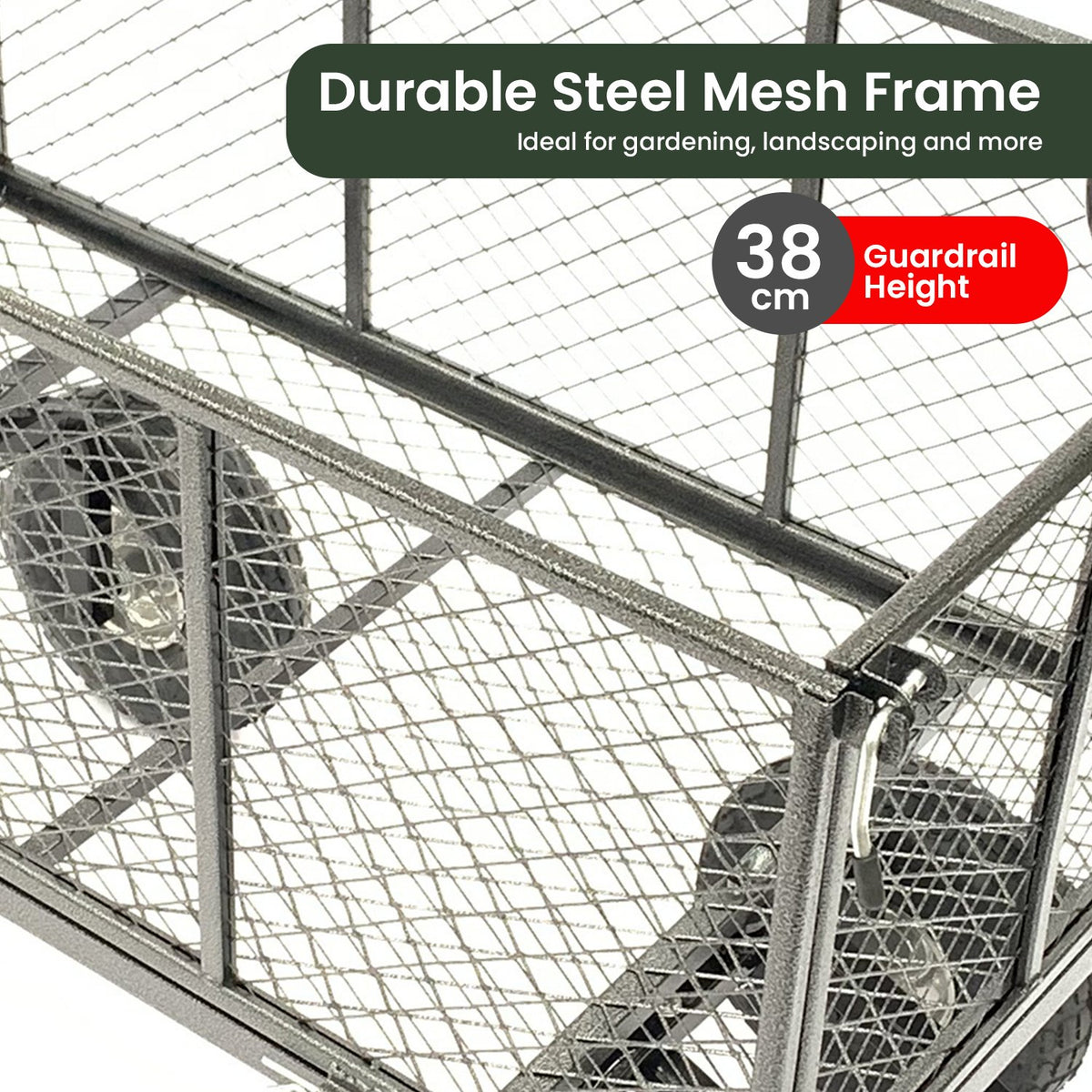 Wallaroo Steel Mesh Garden Trolley Cart | Hammer Grey
