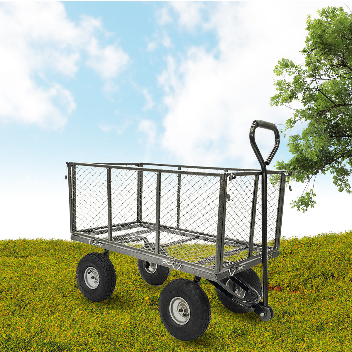 Wallaroo Steel Mesh Garden Trolley Cart | Hammer Grey