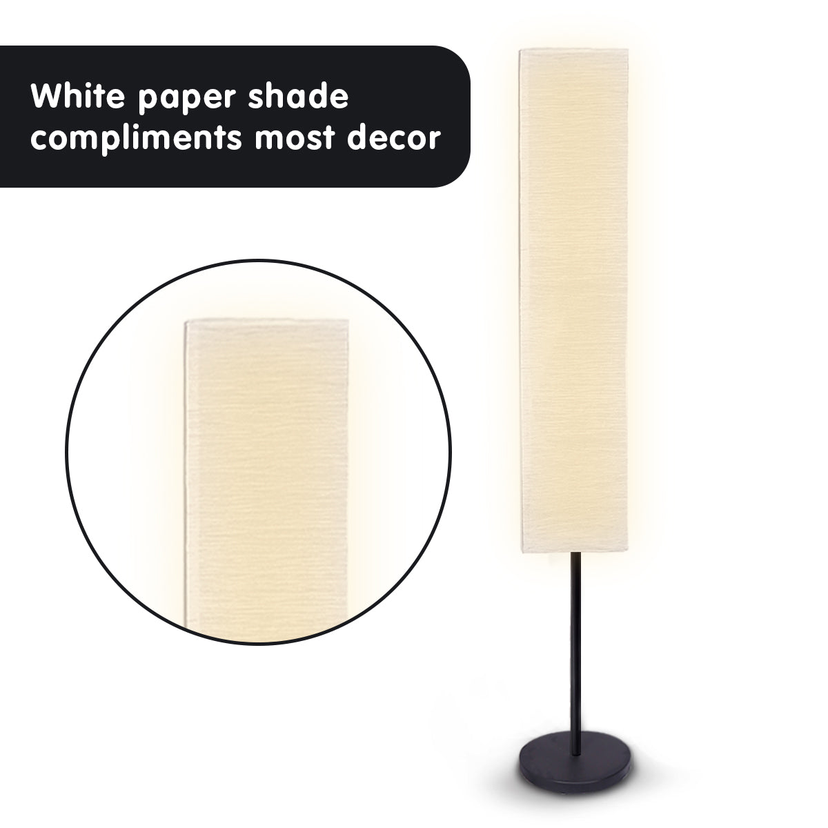Metal Floor Lamp with White Paper Wrinkle Shade | Unique Design