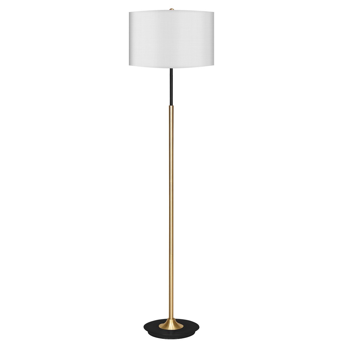 Metal Floor Lamp Brushed Brass Finish with White Shade | Elegant Modern Design